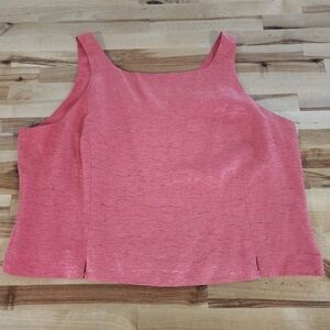 Valerie Stevens Silk Linen Top Size 16 Pink Coral Textured Side Zip Bow Lined